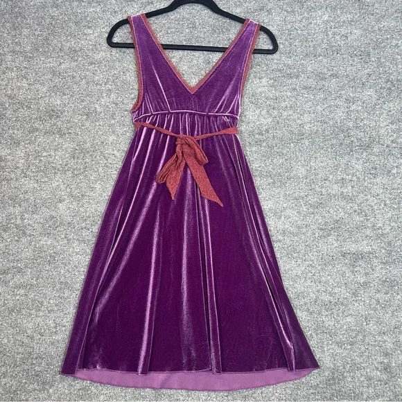 Free People Womens Small Purple Velvet Lace Renaissance Fairy Mini Dress Vampire - Picture 4 of 9